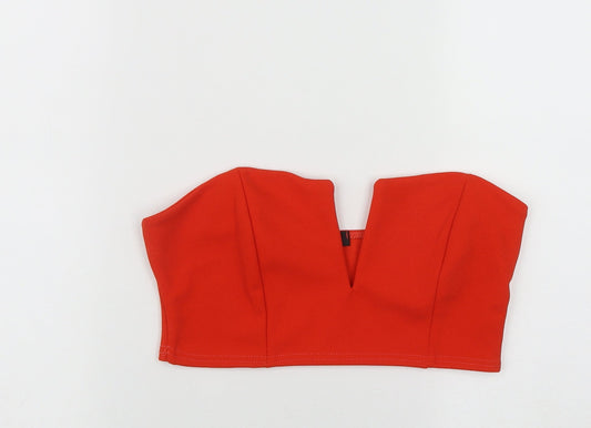 Womens UK Size 10 Misspap Orange Cropped Blouse