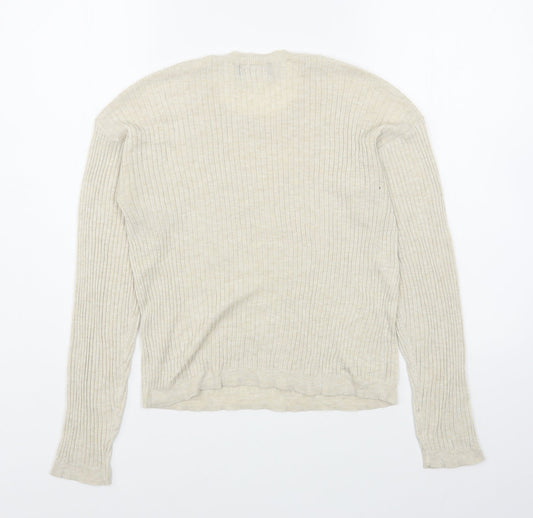 Womens UK Size S Bershka Beige Pullover Jumper