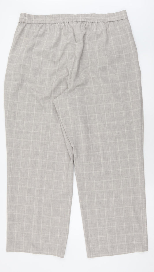 F&F Womens Grey Check Polyester Trousers Size 20 L30 in Regular Hook & Eye