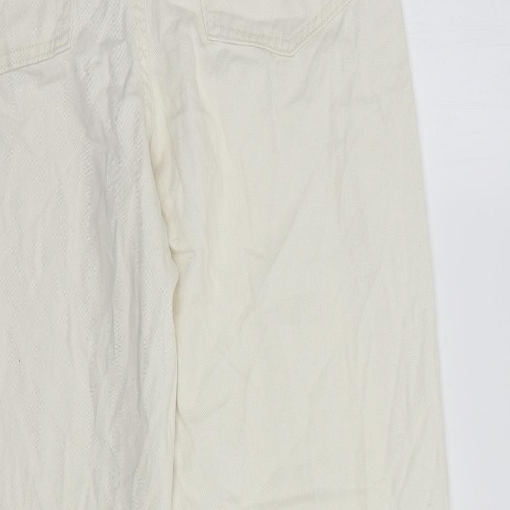 F&F Womens Ivory Cotton Mom Jeans Size 10 L28 in Regular Button
