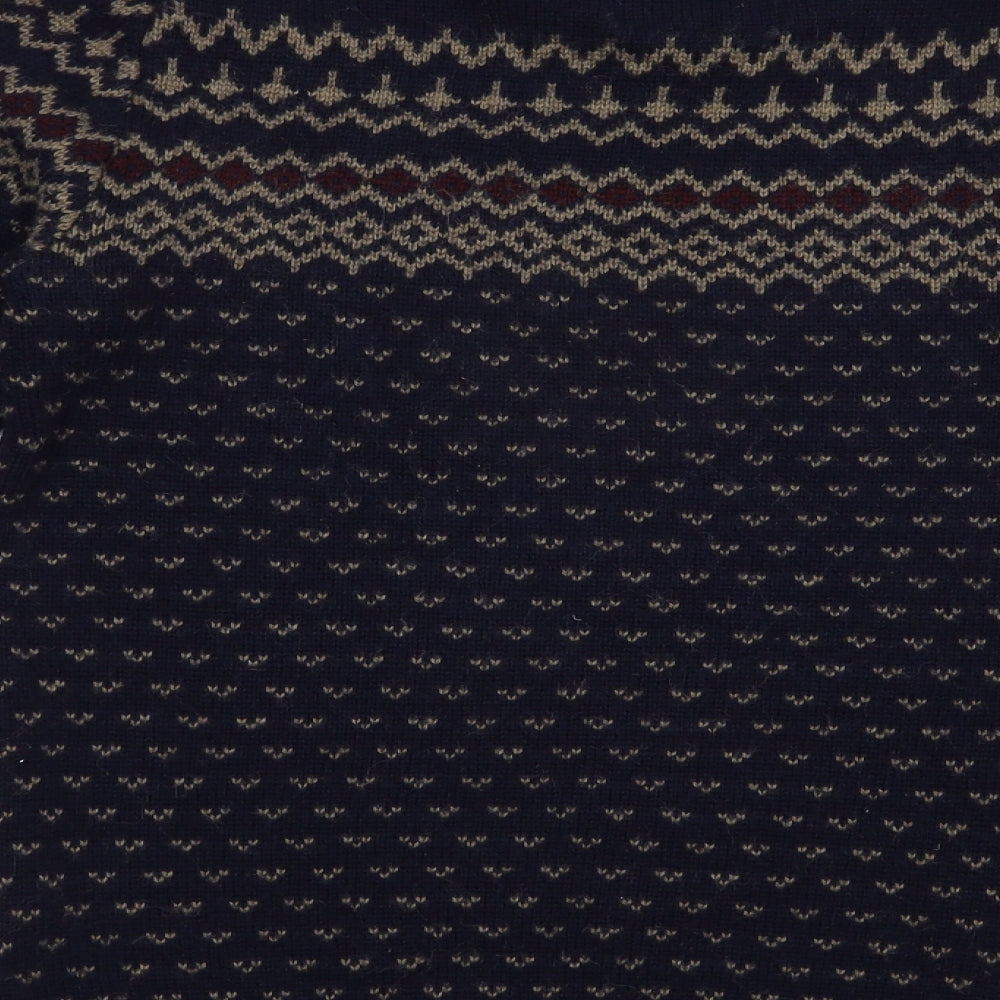 Matalan Mens Blue Crew Neck Geometric Acrylic Pullover Jumper Size S