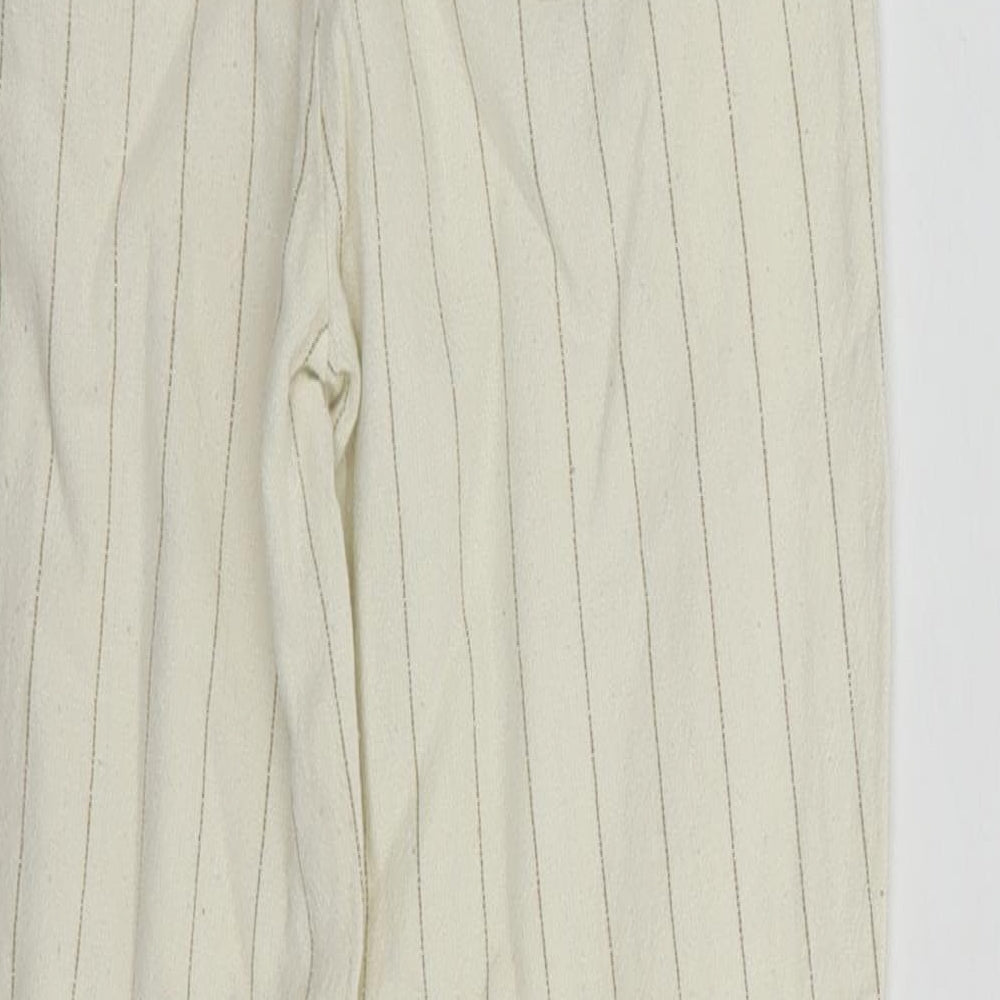 Dunnes Stores Girls Ivory Striped Cotton Chino Trousers Size 8 Years Regular Tie