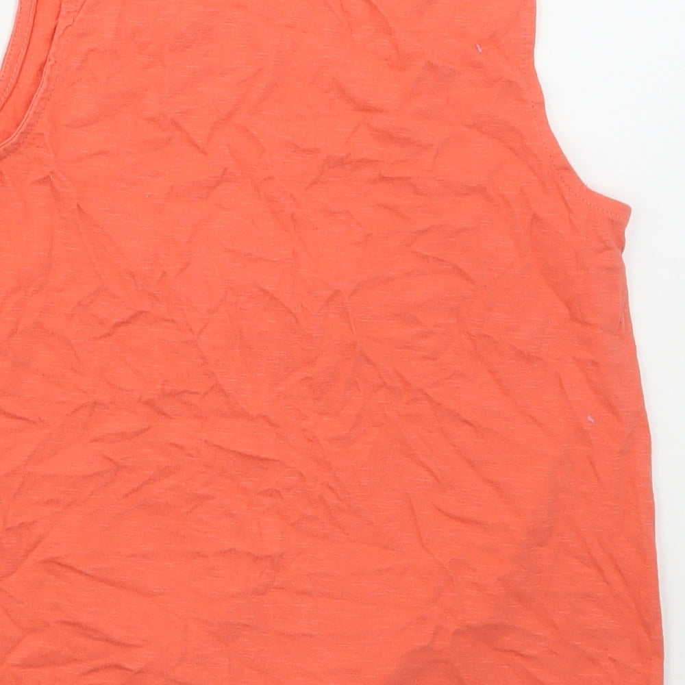 NEXT Girls Pink Cotton Basic Tank Size 13 Years Boat Neck Pullover - Tie Front