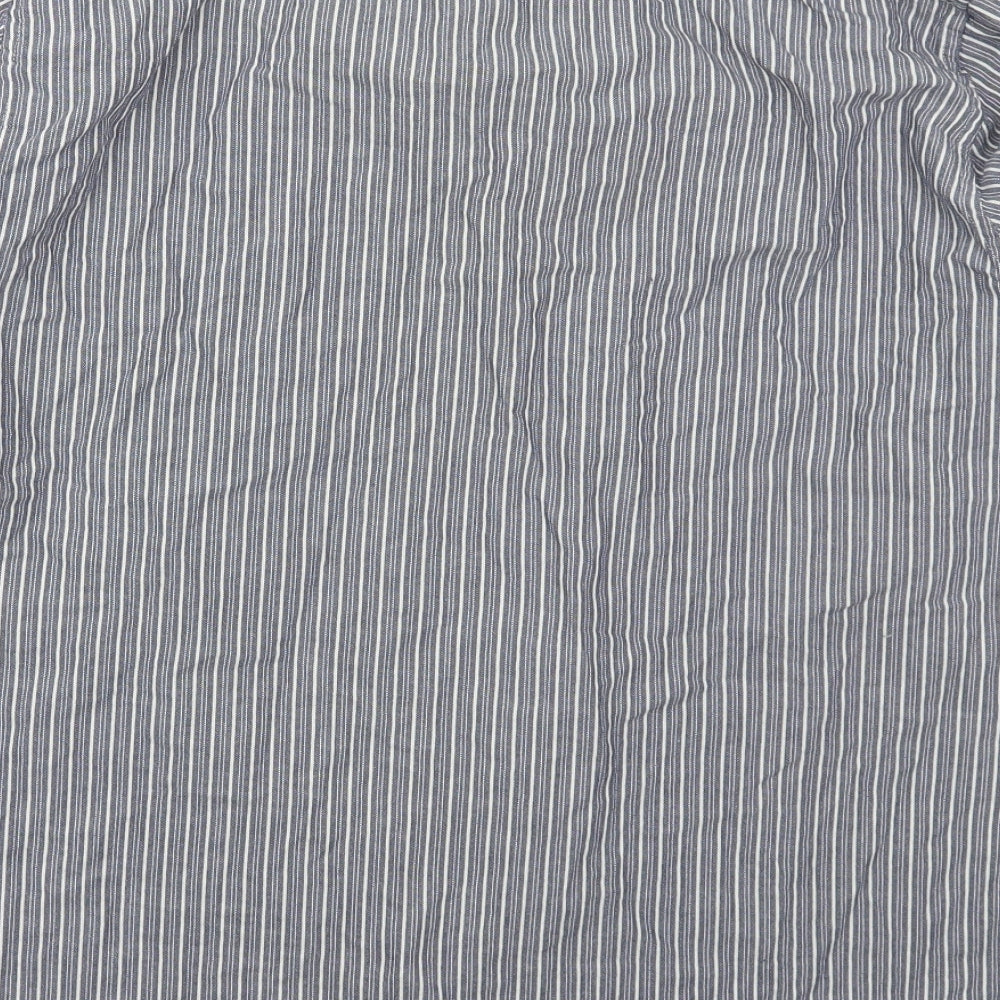 Mens UK Size XL Boston Crew Blue Button-Up Long Sleeve Casual Shirt
