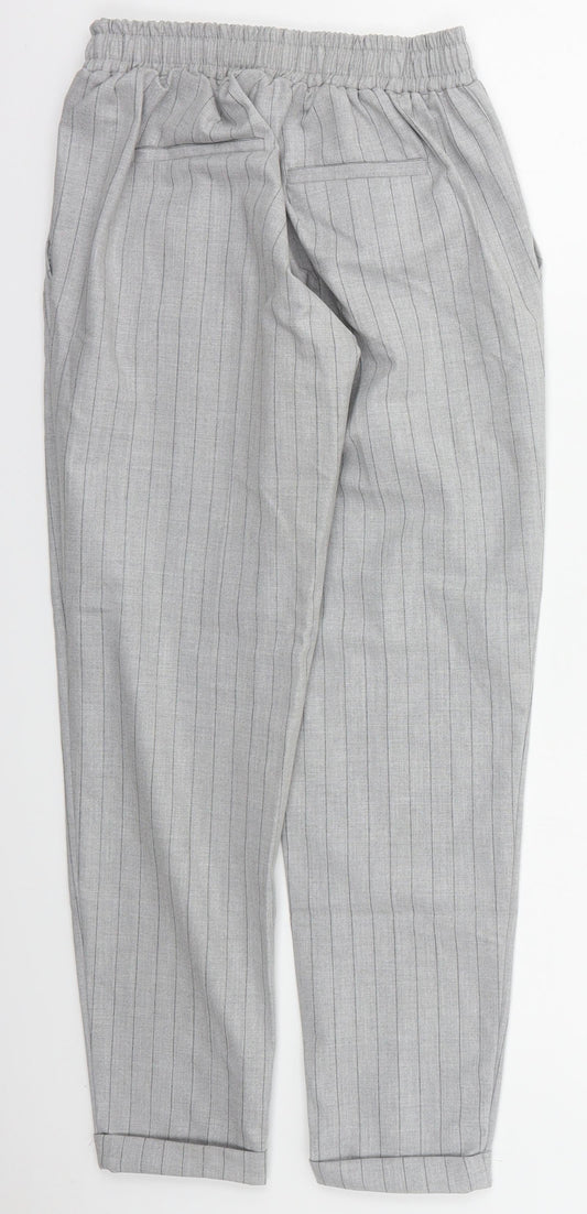 Bershka Womens Grey Striped Polyester Trousers Size XS L25 in Regular