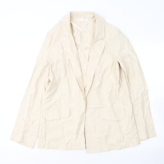 Additional front view of Primark women’s beige viscose jacket blazer, size UK 8, - open front