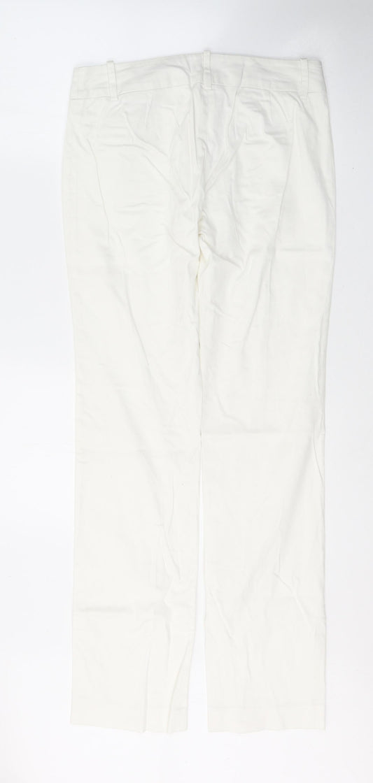 Zara Womens White Cotton Straight Jeans Size 10 L33 in Slim Button