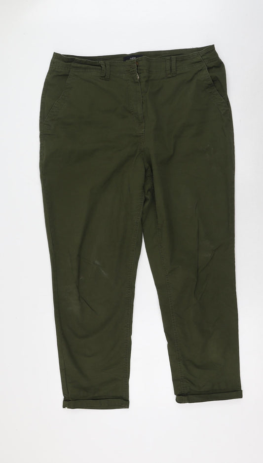 Additional front view of NEXT women’s green cotton trousers, size UK 18, 28-inch leg regular