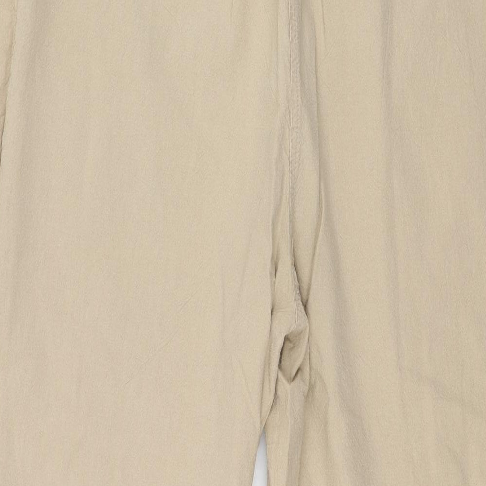Bonmarche Womens Brown Cotton Trousers Size S L22 in Regular - mark on top band of trousers