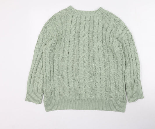 Primark Womens Green Round Neck Acrylic Pullover Jumper Size S