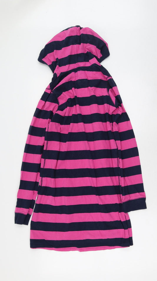 NEXT Womens Pink Striped Cotton Jumper Dress Size 6 V-Neck