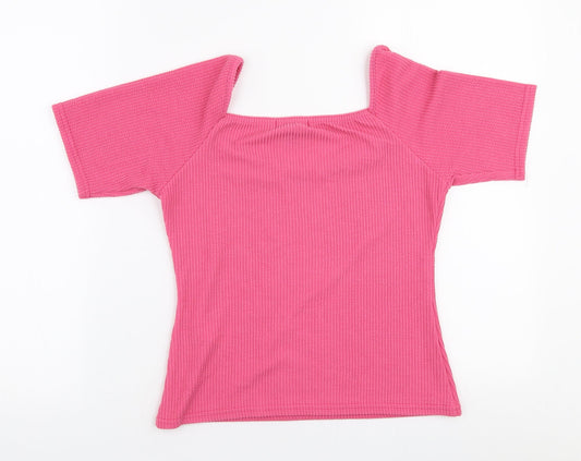 Womens UK Size 12 New Look Pink Jersey Blouse
