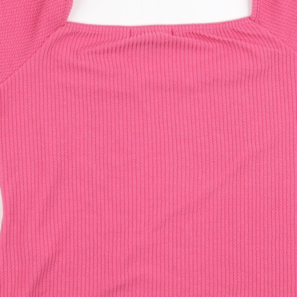 Womens UK Size 12 New Look Pink Jersey Blouse