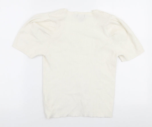 Primark Womens Ivory Square Neck Viscose Pullover Jumper Size L