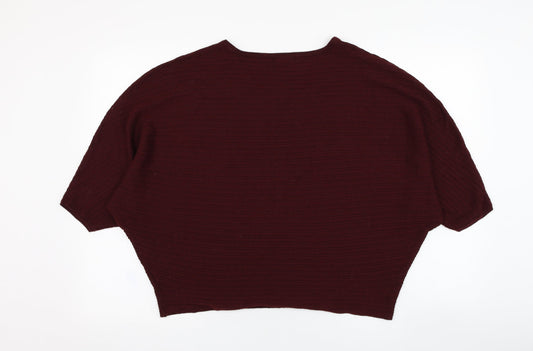 F&F Womens Red Round Neck Polyester Pullover Jumper Size 10