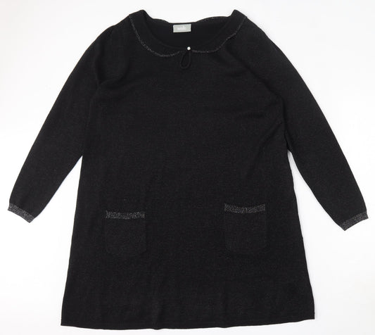 Wallis Womens Black Acrylic Trapeze & Swing Size L Round Neck