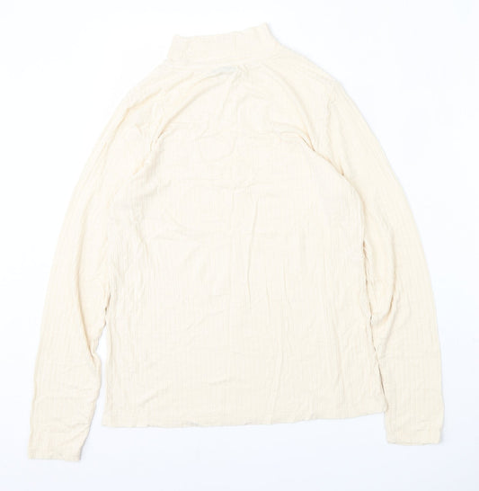 Papaya Womens Yellow Polyester Basic T-Shirt Size 12 Mock Neck