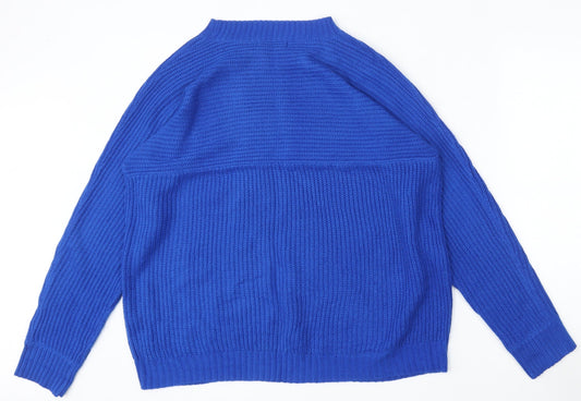 SheIn Womens Blue Round Neck  Acrylic Pullover Jumper Size L