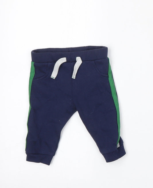 F&F Boys Blue Cotton Jogger Trousers Size 3-6 Months