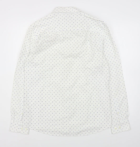 River Island Mens White Geometric Cotton Button-Up Size M Collared Button