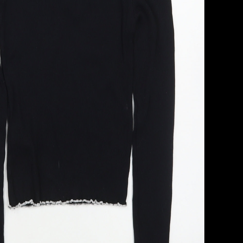 Womens UK Size XS Topshop Black Basic T-Shirt