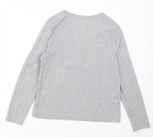 Primark Womens Grey V-Neck Polyester Pullover Jumper Size M
