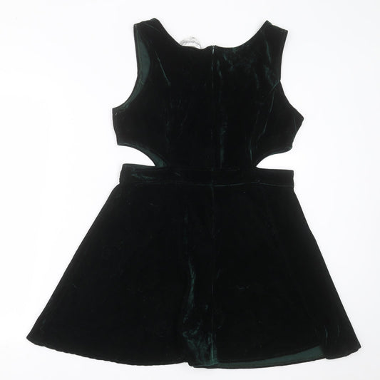 Missguided Womens Green Polyester A-Line Size 14 Boat Neck Pullover - cut out sides