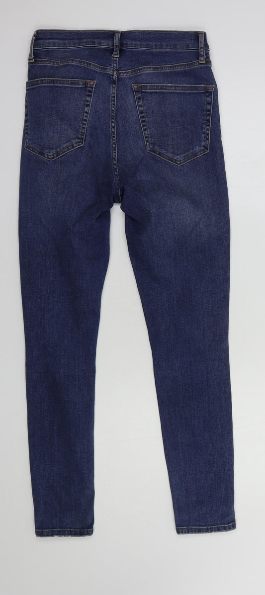 Topshop Womens Blue Cotton Skinny Jeans Size 28 in L32 in Regular Button