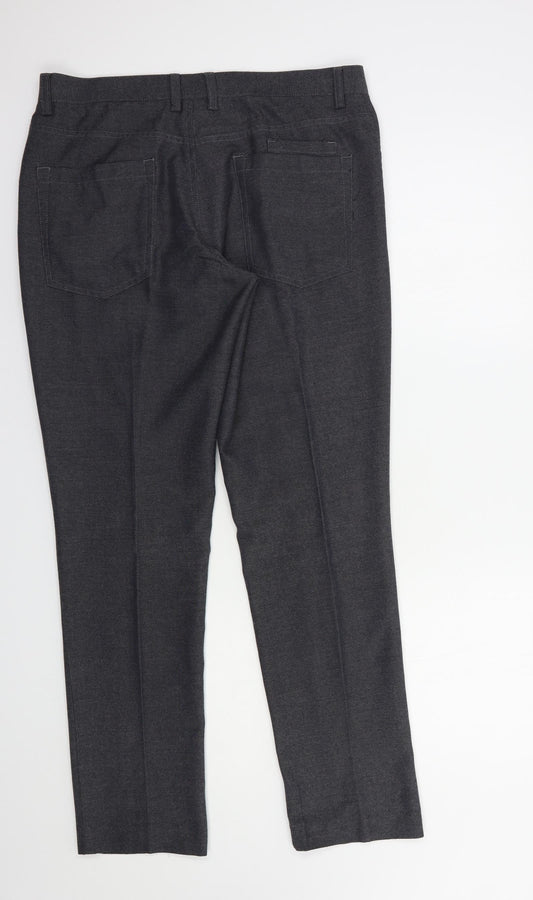NEXT Mens Grey Polyester Dress Pants Trousers Size 32 in L31 in Regular Button