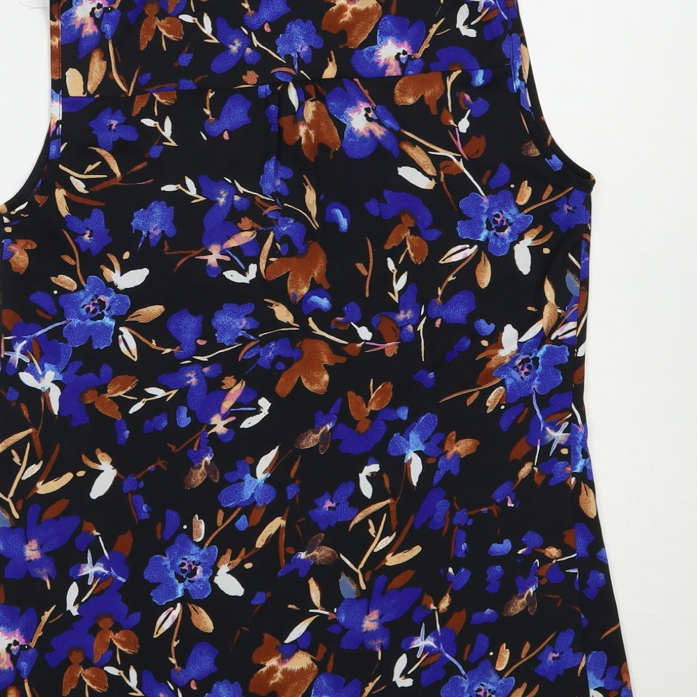 F&F Womens Beige Floral Polyester Basic Blouse Size 8 V-Neck