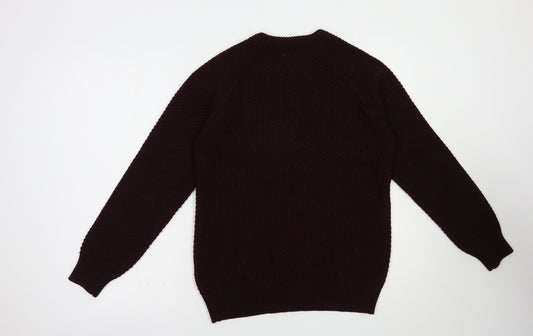 Cedarwood State Mens Purple Crew Neck Acrylic Pullover Jumper Size S