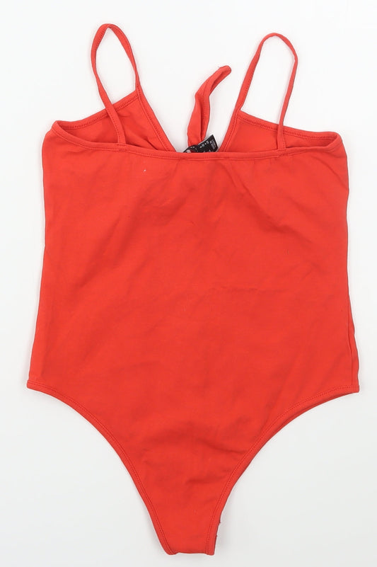 Atmosphere Womens Red  Cotton Bodysuit One-Piece Size 8  Button