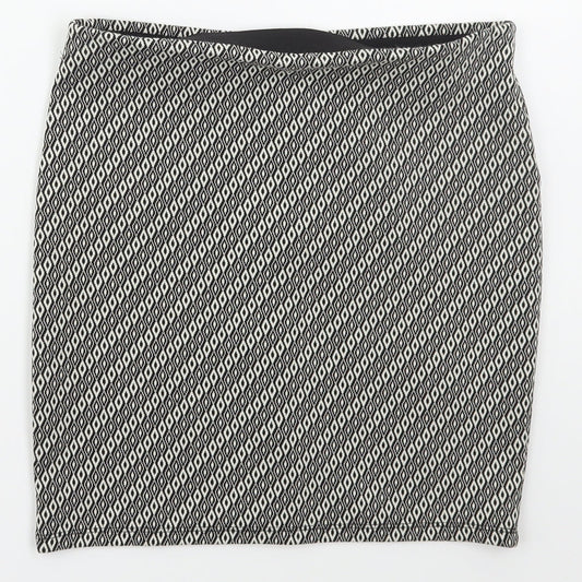 Additional front view of Atmosphere women’s grey geometric polyester mini skirt, size UK 8