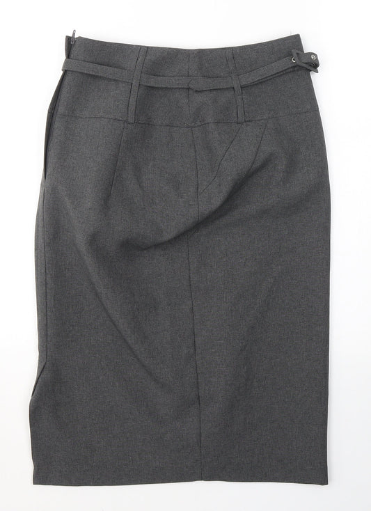 Atmosphere Womens Grey  Cotton A-Line Skirt Size 8   Zip