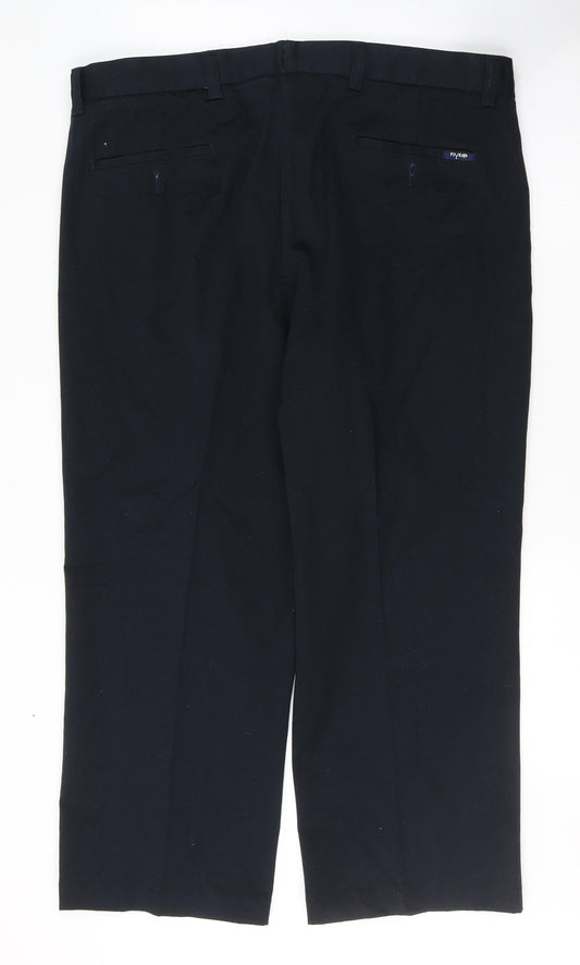 Debenhams Mens Blue Cotton Trousers Size 38 in L26 in Regular Button