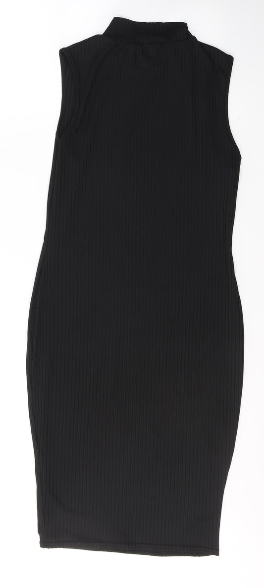 Nasty Gal Womens Black Polyester Pencil Dress Size 10 Round Neck Pullover