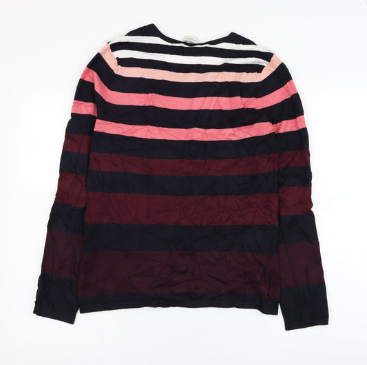 Gerry Weber Womens Blue Round Neck Striped Viscose Pullover Jumper Size 10