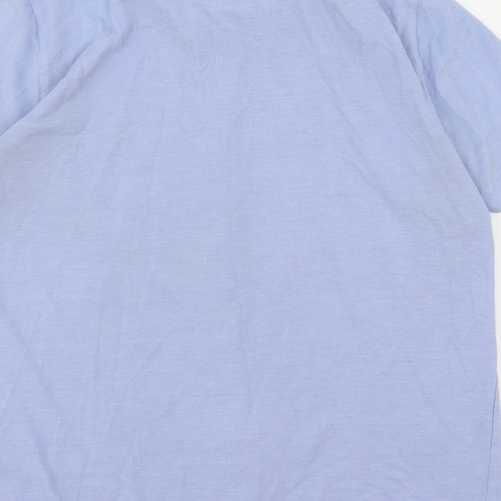 Mens UK Size L Easy Blue Button-Up Short Sleeve Casual Shirt