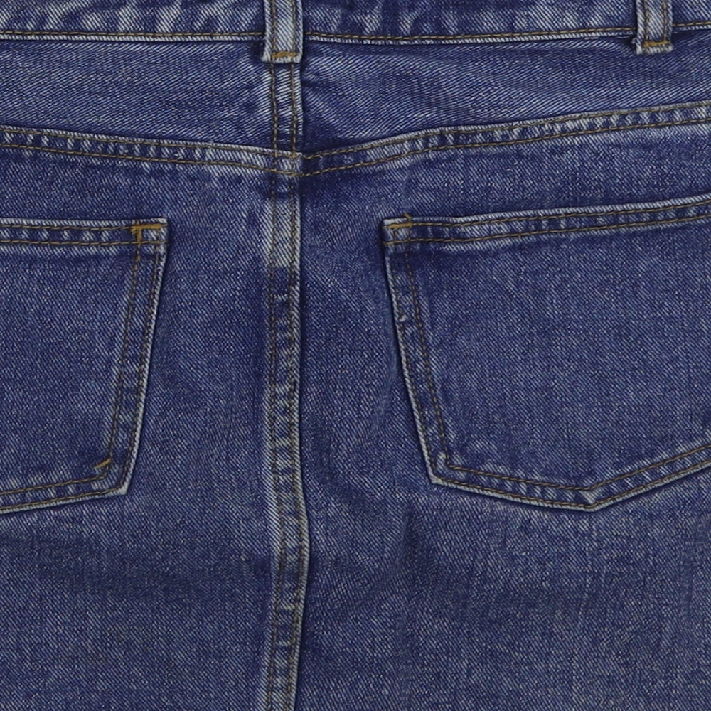FOREVER 21 Womens Blue Cotton Mini Skirt Size S Zip