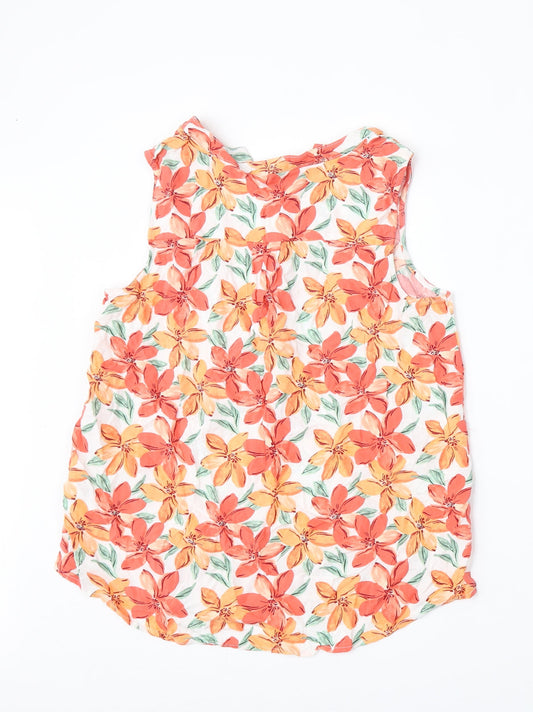 F&F Womens Multicoloured Floral Viscose Basic Blouse Size 14 Round Neck