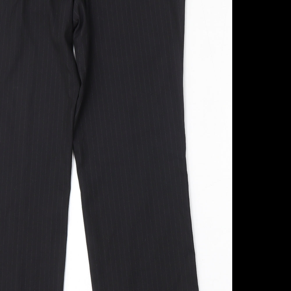 Henri Ross Mens Black Striped Polyester Trousers Size 36 L29 in Regular - short leg