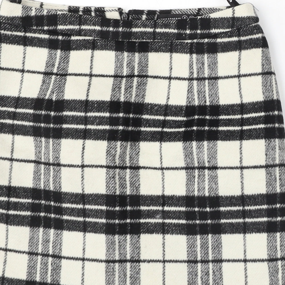 Atmosphere Womens White Plaid Polyester Straight & Pencil Skirt Size 8