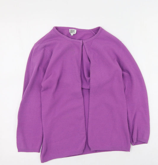 BAY Womens Purple V-Neck Acrylic Cardigan Jumper Size 10
