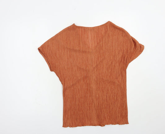 Womens UK Size XS Gallery Orange Basic Blouse