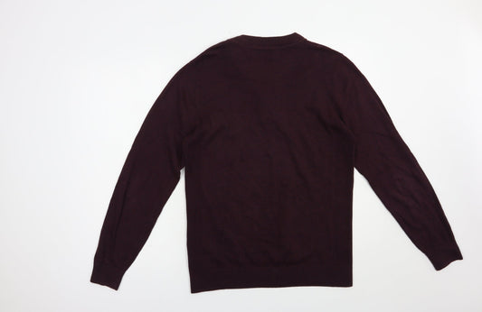 NEXT Mens Purple V-Neck Cotton Pullover Jumper Size M