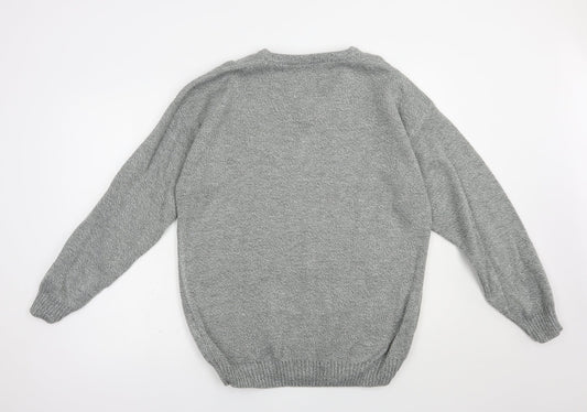 Premier Man Mens Grey V-Neck Acrylic Pullover Jumper Size M