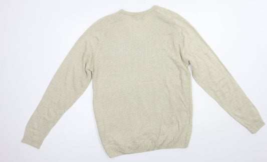 Premier Man Mens Beige V-Neck Acrylic Pullover Jumper Size M