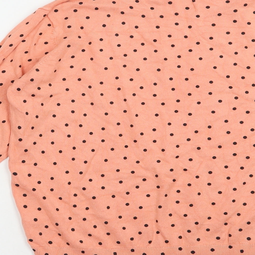 TU Womens Pink Mock Neck Polka Dot Viscose Pullover Jumper Size 10