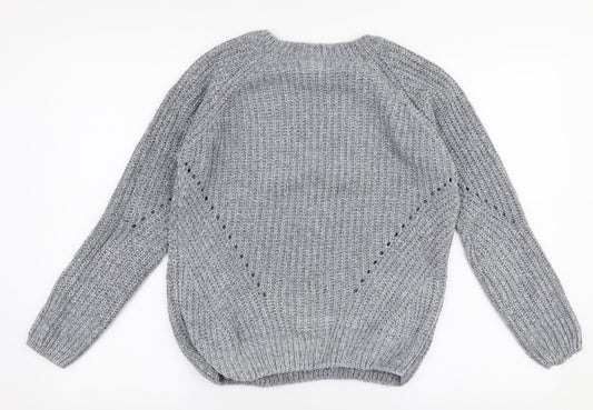 Primark Womens Grey Round Neck Polyester Pullover Jumper Size S