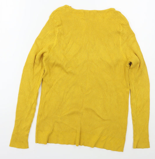 George Womens Yellow Boat Neck Viscose Pullover Jumper Size 20